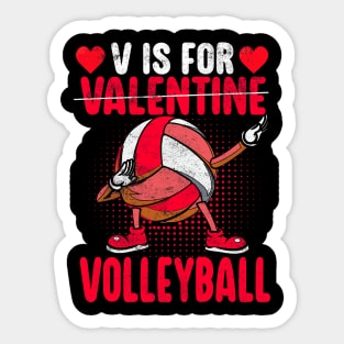 V Is For Volleyball Funny Valentine_s Day Volleyball Lovers Sticker